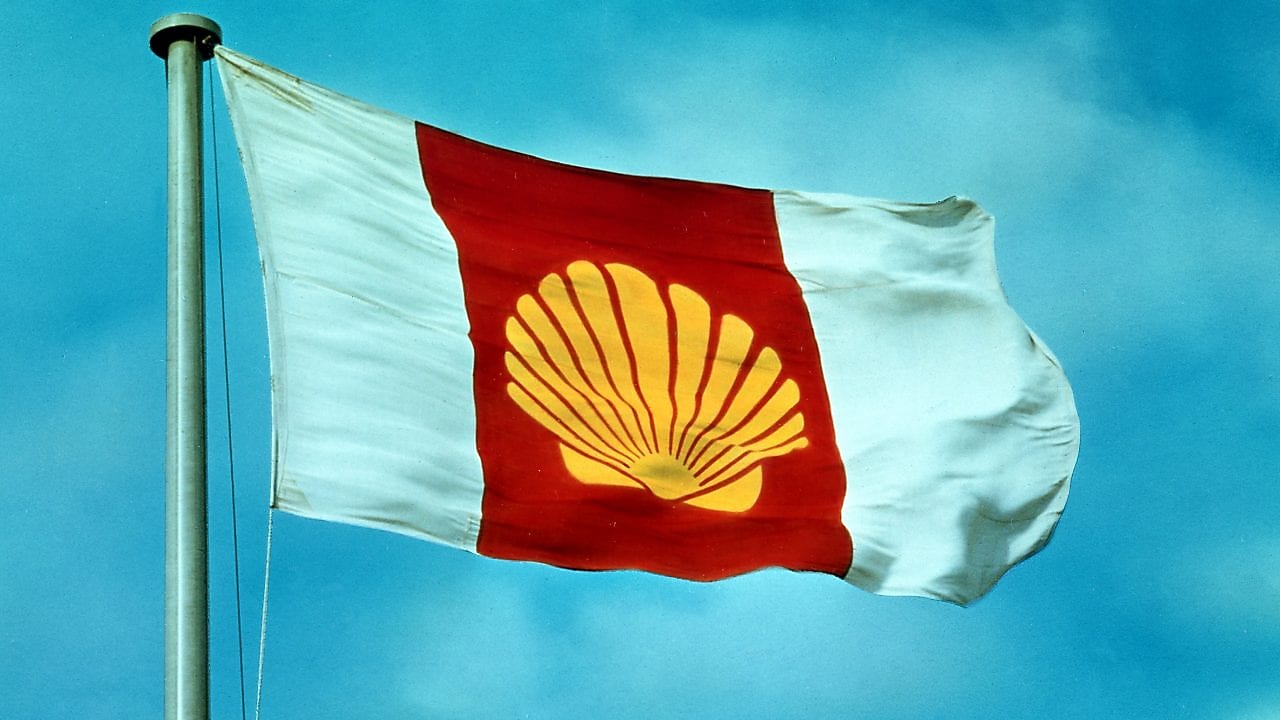 Flag bearing Shell branding