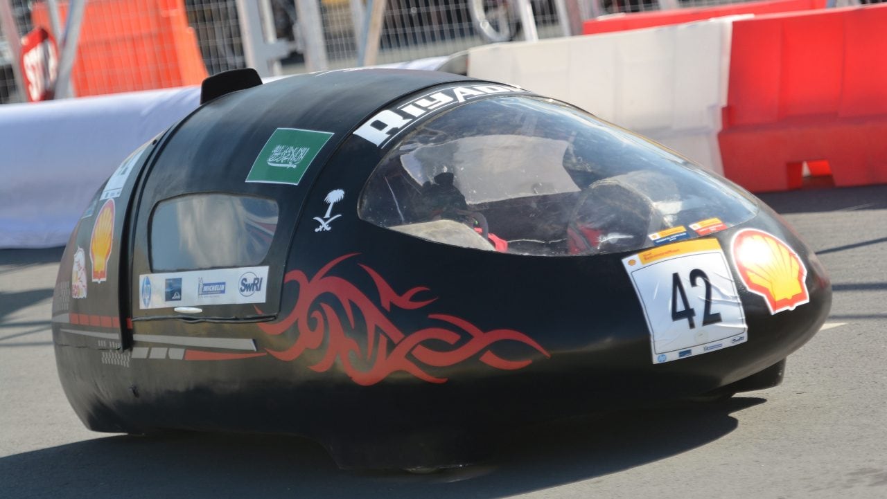 نموذج السيارة الرياض 1 الذي يتنافس باسم الفريق KSUEcoCar من جامعة الملك سعود