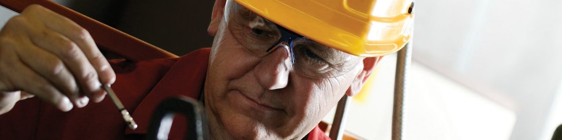 shell worker with helmet