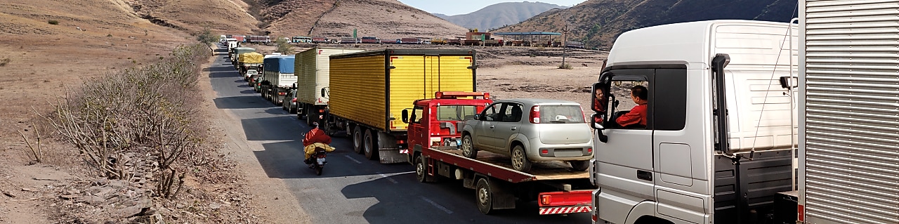 truck driver driving on empty road