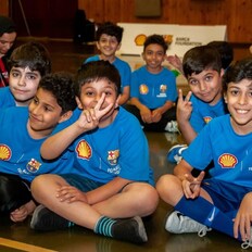 Children at a futbolnet event in Saudi Arabia