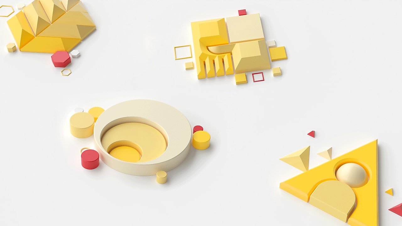 Graphic with all four main Powering progress pillar 3d graphs in a diamond pattern