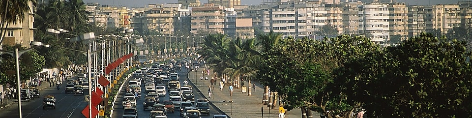 Traffic jam on Marine Drive in Bombay, India