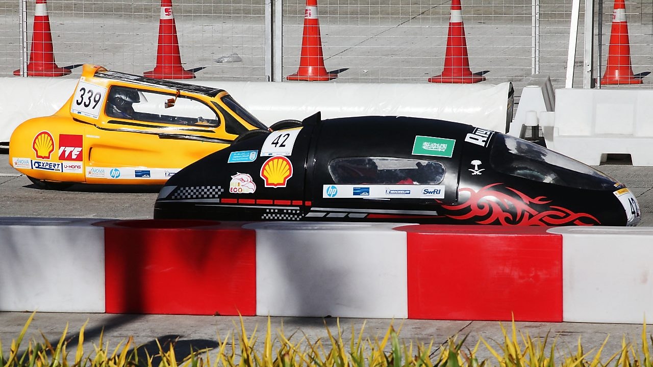 The Riyadh1 Prototype, competing for team KSUEcoCar from King Saud University, Saudi Arabia in race