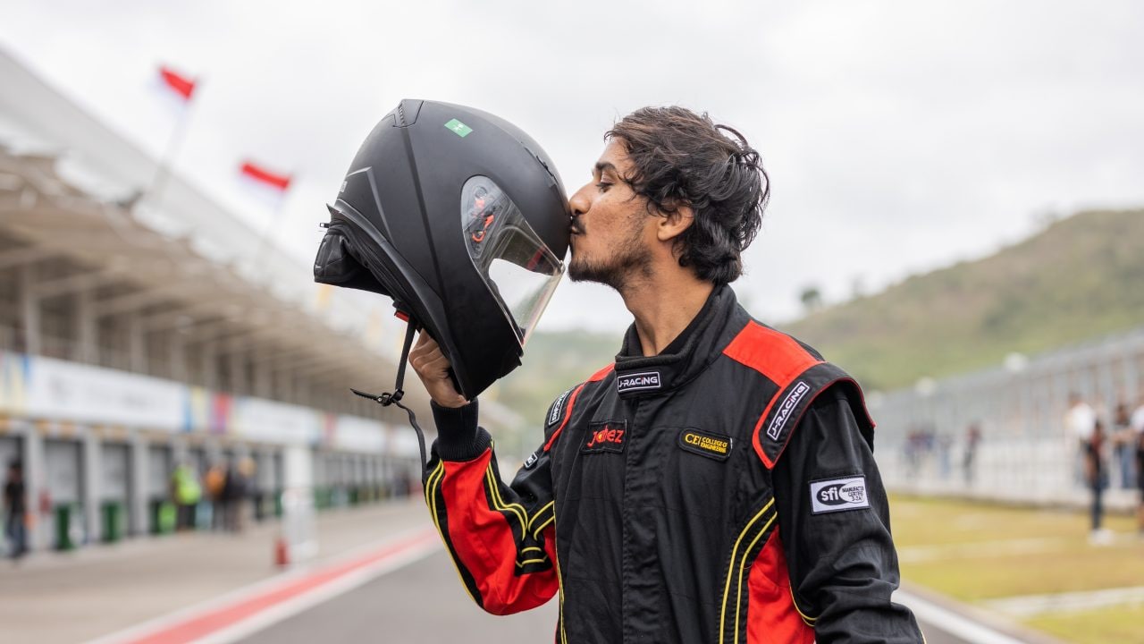 PSU ECO team member on race track
