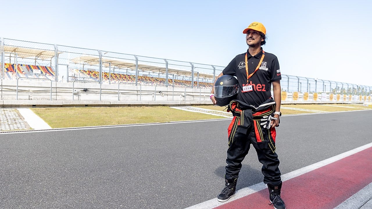 PSU ECO team member on race track
