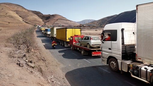 truck driver driving on empty road