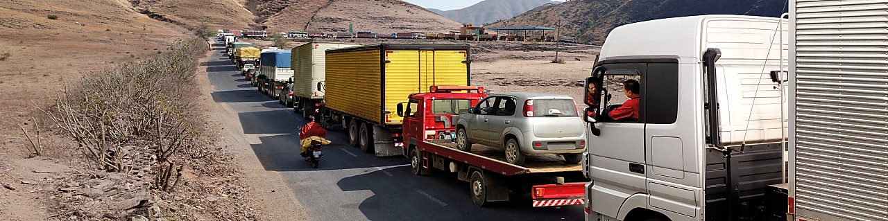 truck driver driving on empty road