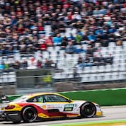 Sheldon drives past the Hockenheim tribunes
